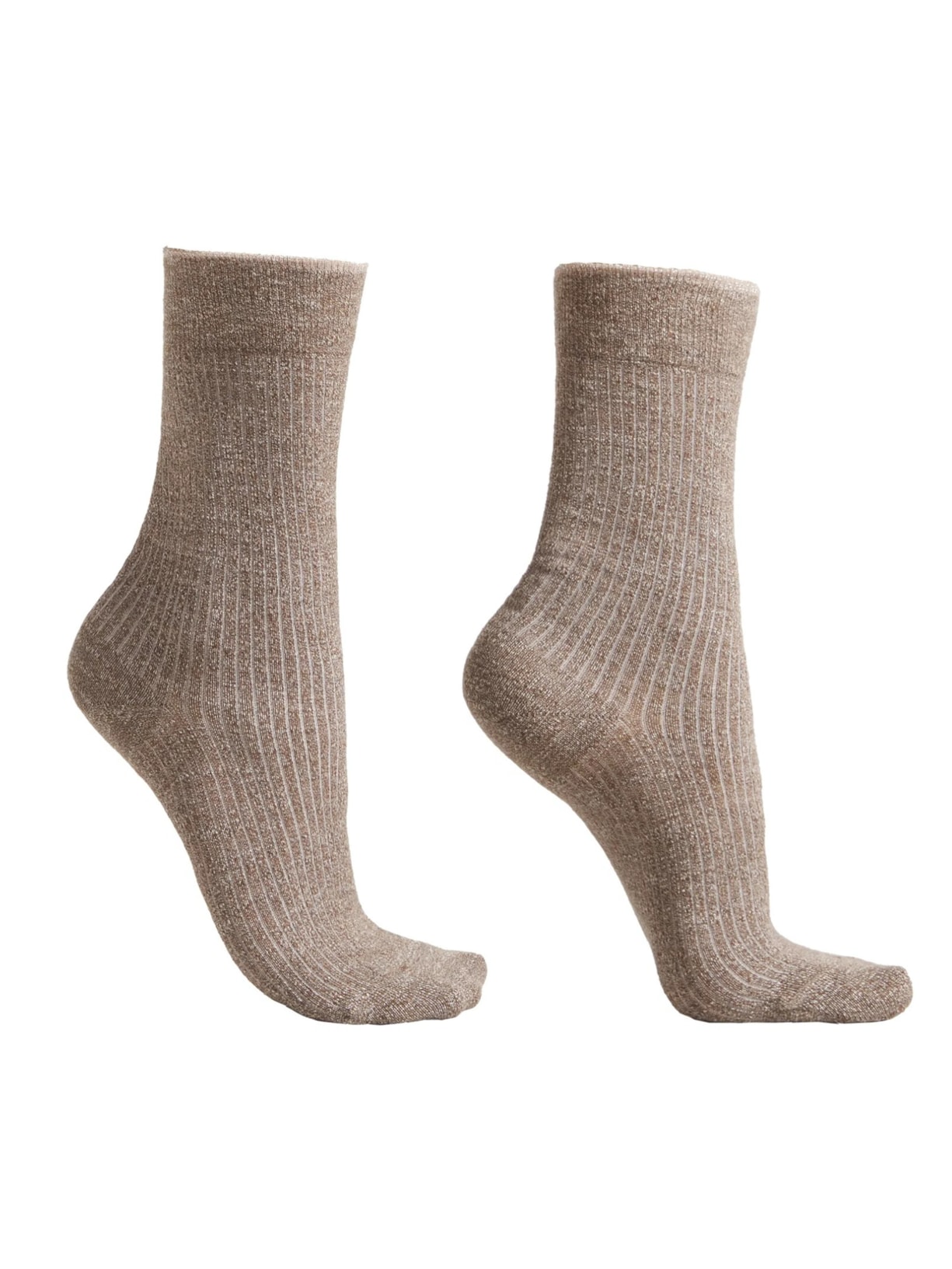 Meia Curta Com Cashmere e Glitter - Bege