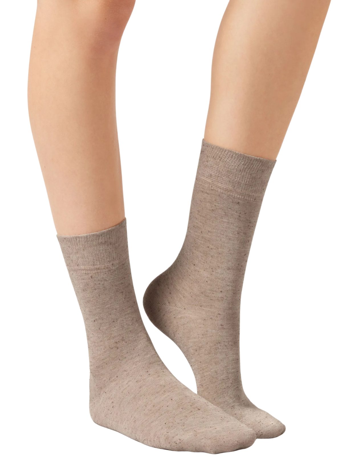 Meia Curta Com Cashmere e Glitter - Bege