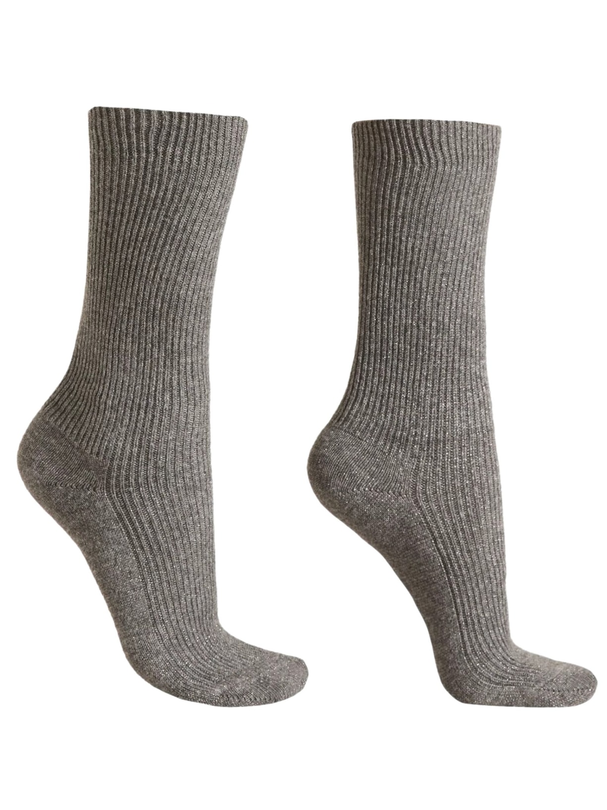 Meia Curta Com Cashmere e Glitter - Cinza