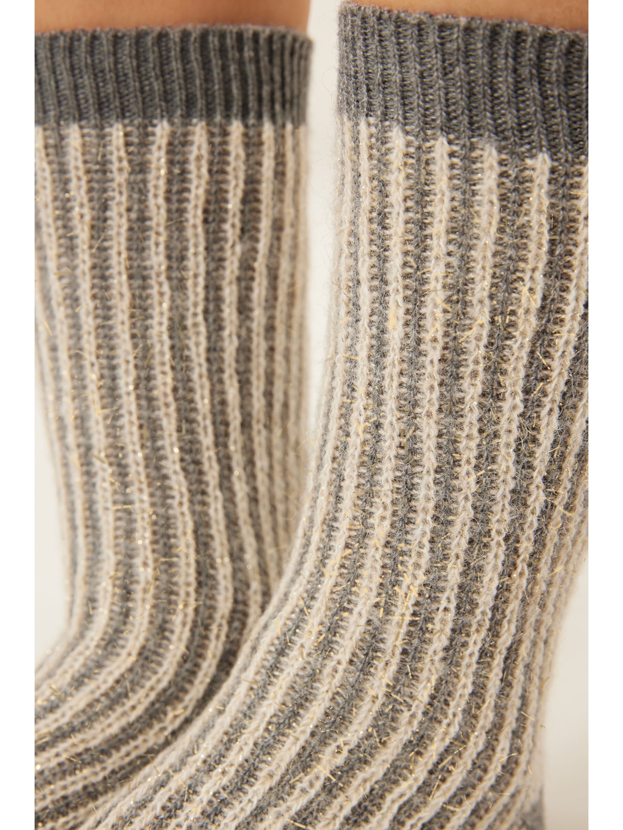 Meia Curta Com Cashmere e Glitter Cinza Calzedonia
