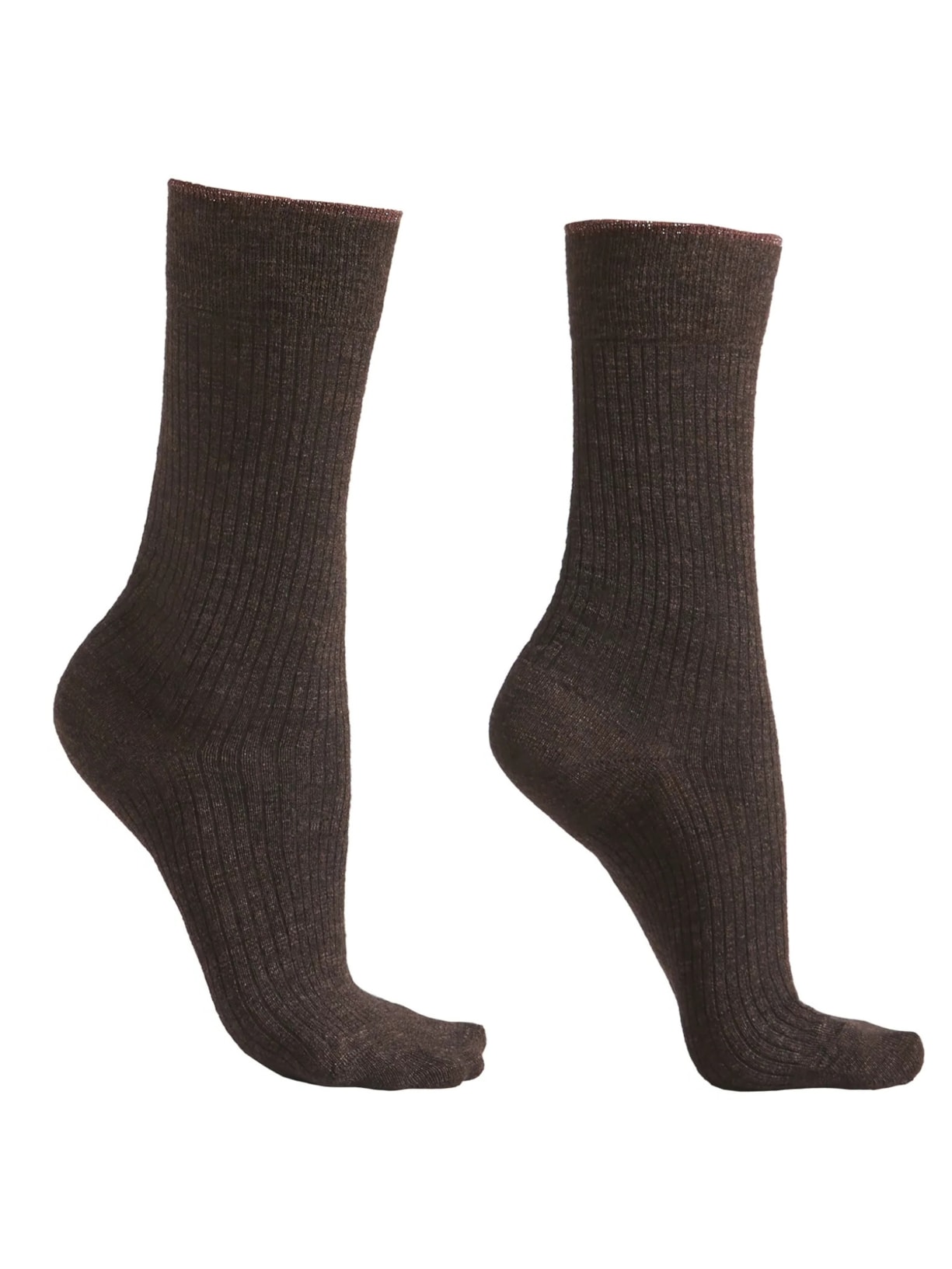 Meia Curta Com Cashmere e Glitter - Marrom