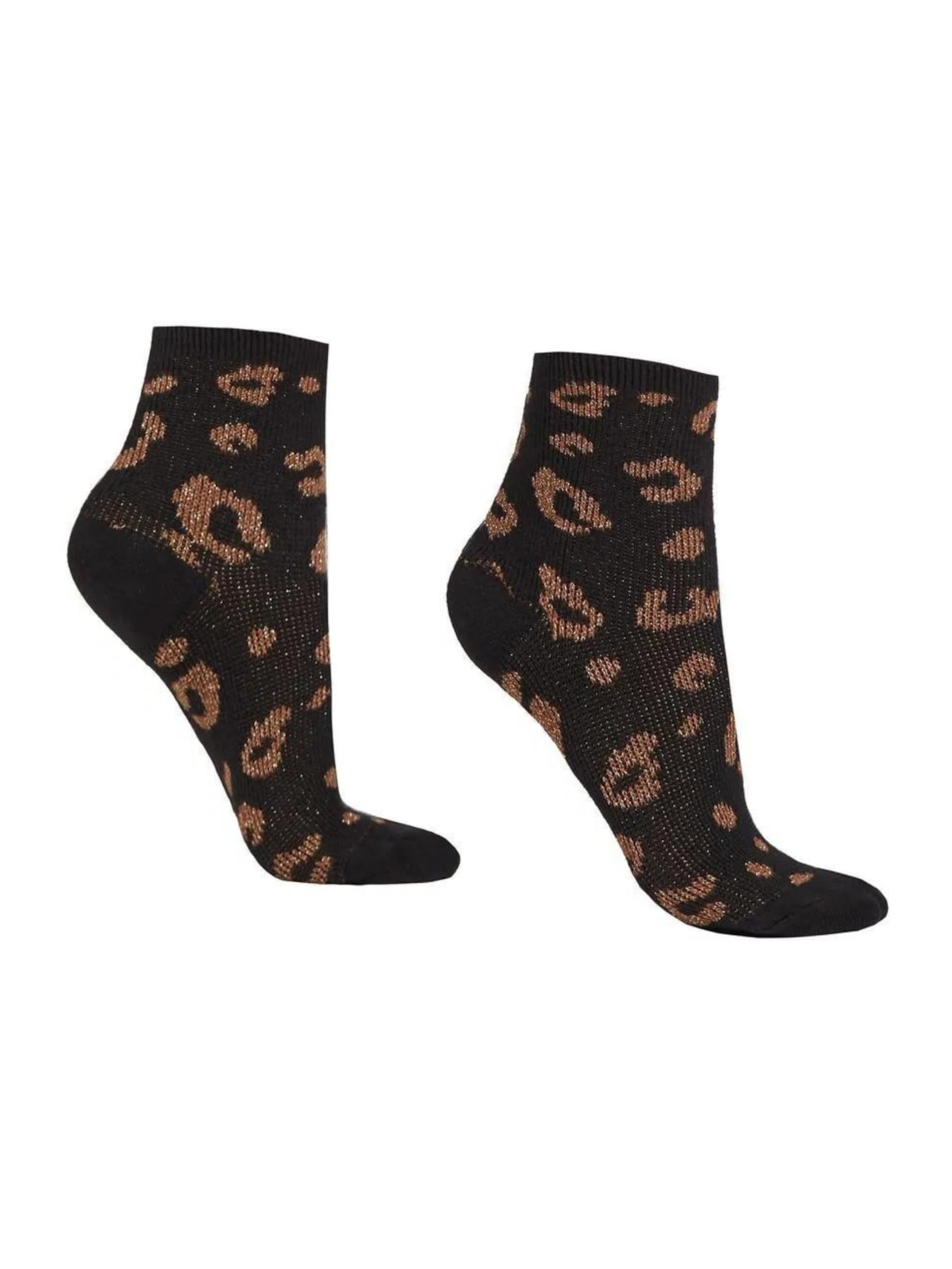 Meia Curta Com Cashmere e Glitter - Preto