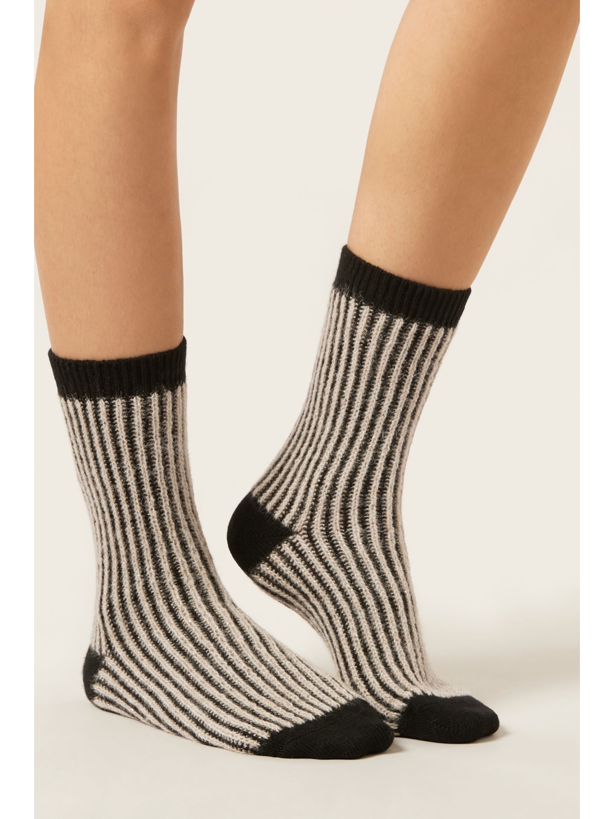 Meia Curta Com Cashmere e Glitter Preto Calzedonia