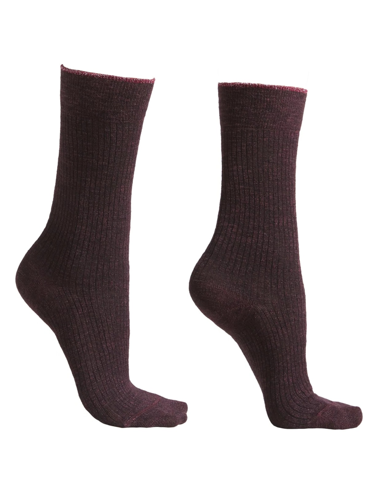 Meia Curta Com Cashmere e Glitter - Vermelho