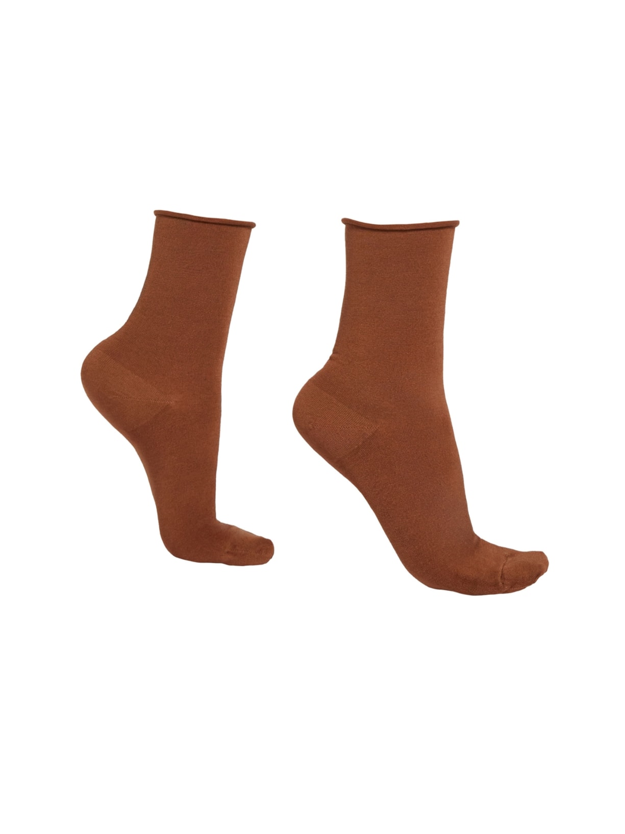 Meia Curta Com Cashmere - Marrom