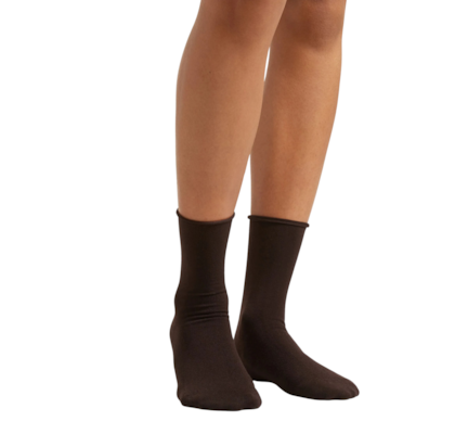 Meia Curta Com Cashmere - Marrom