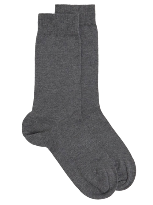 Meia Curta Com Cashmere Masculina - Cinza