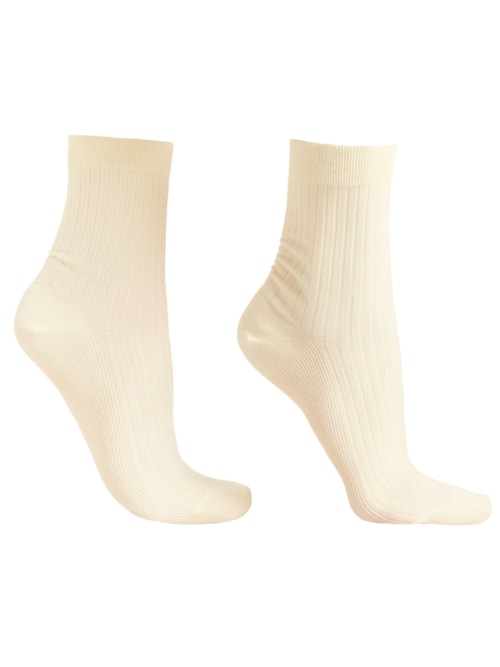 Meia Curta Com Cashmere - Off-White