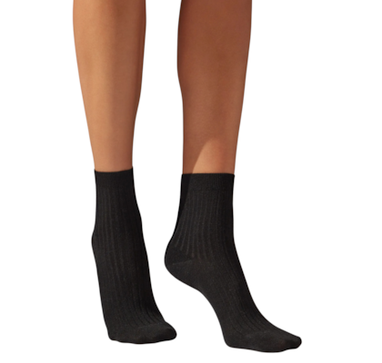 Meia Curta Com Cashmere - Preto