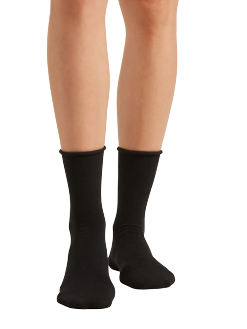 Meia Curta Com Cashmere - Preto