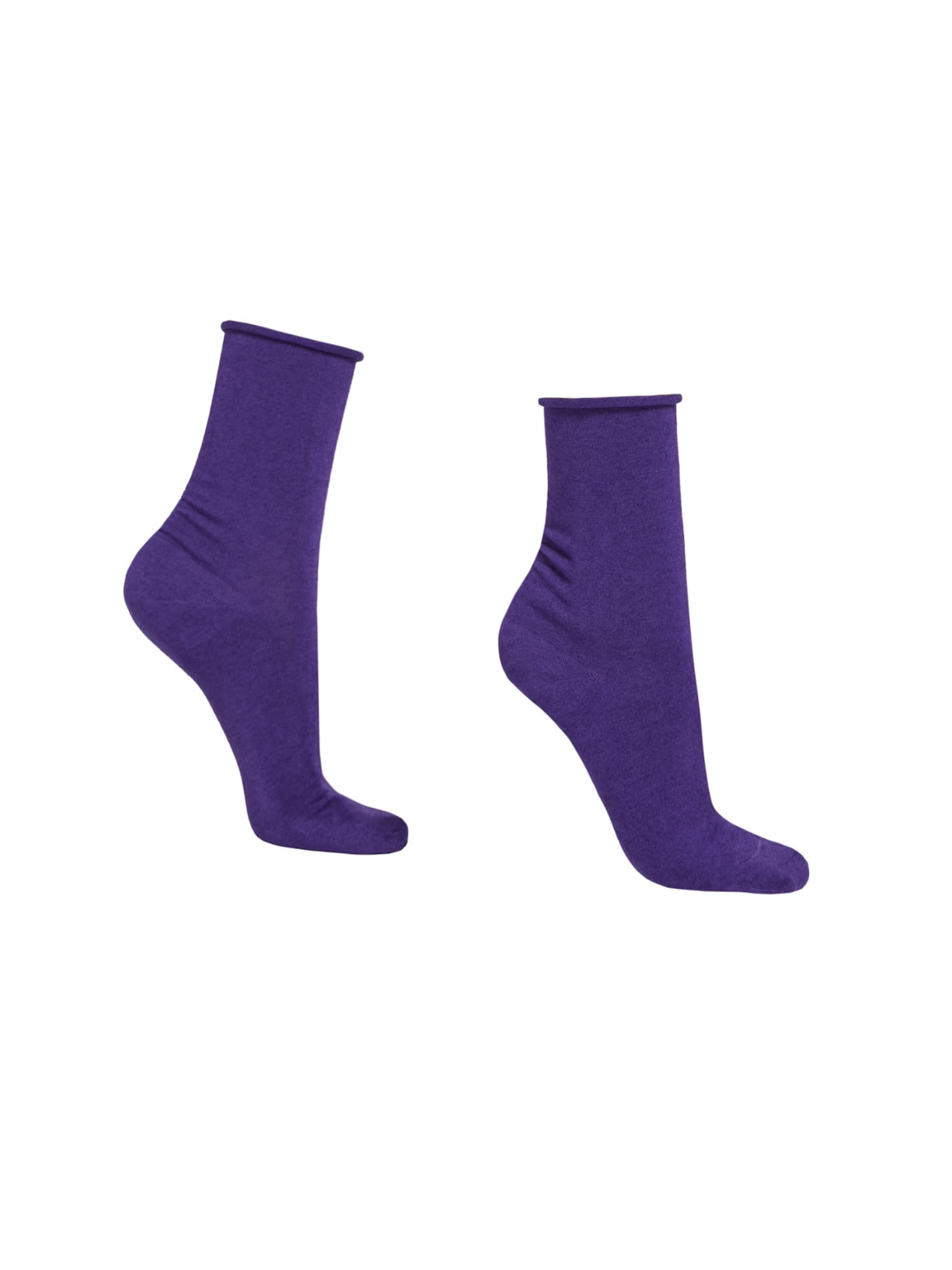 Meia Curta Com Cashmere - Roxo