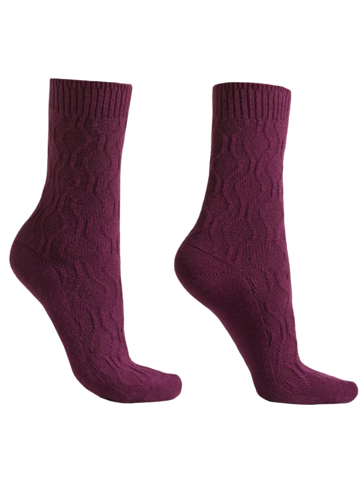 Meia Curta Com Cashmere Trabalhada - Bordô