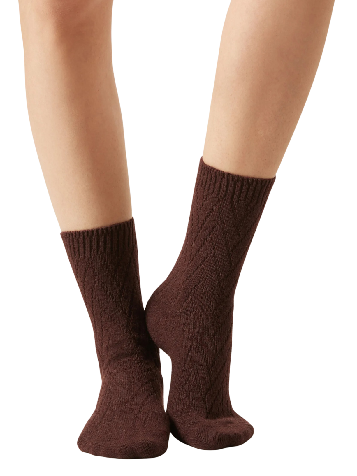 Meia Curta Com Cashmere Trabalhada Bordô Calzedonia