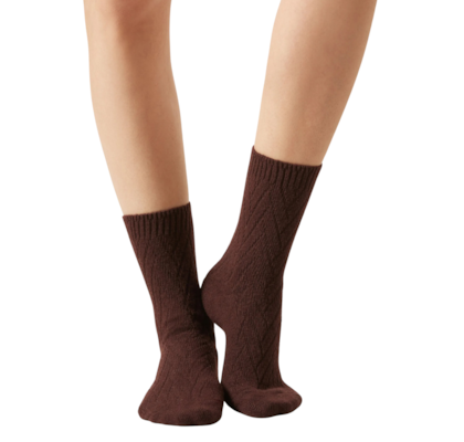 Meia Curta Com Cashmere Trabalhada - Bordô