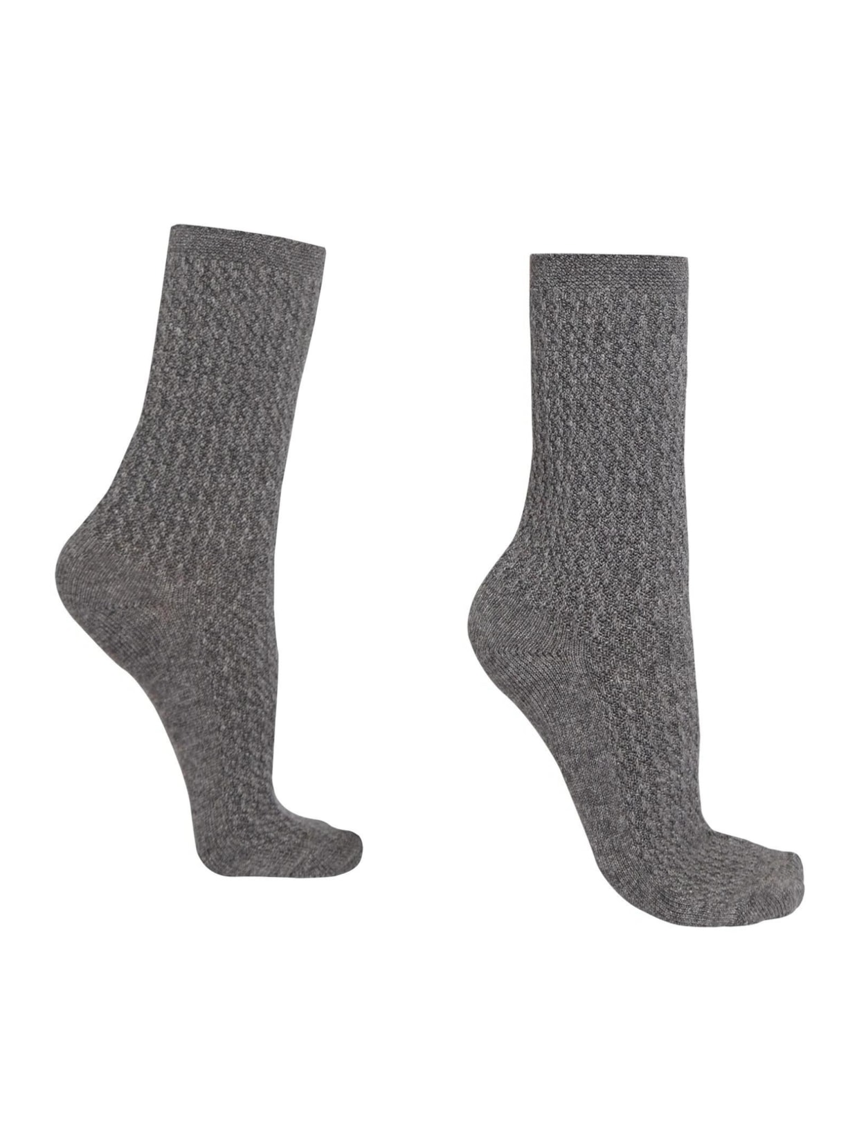 Meia Curta Com Cashmere Trabalhada - Cinza