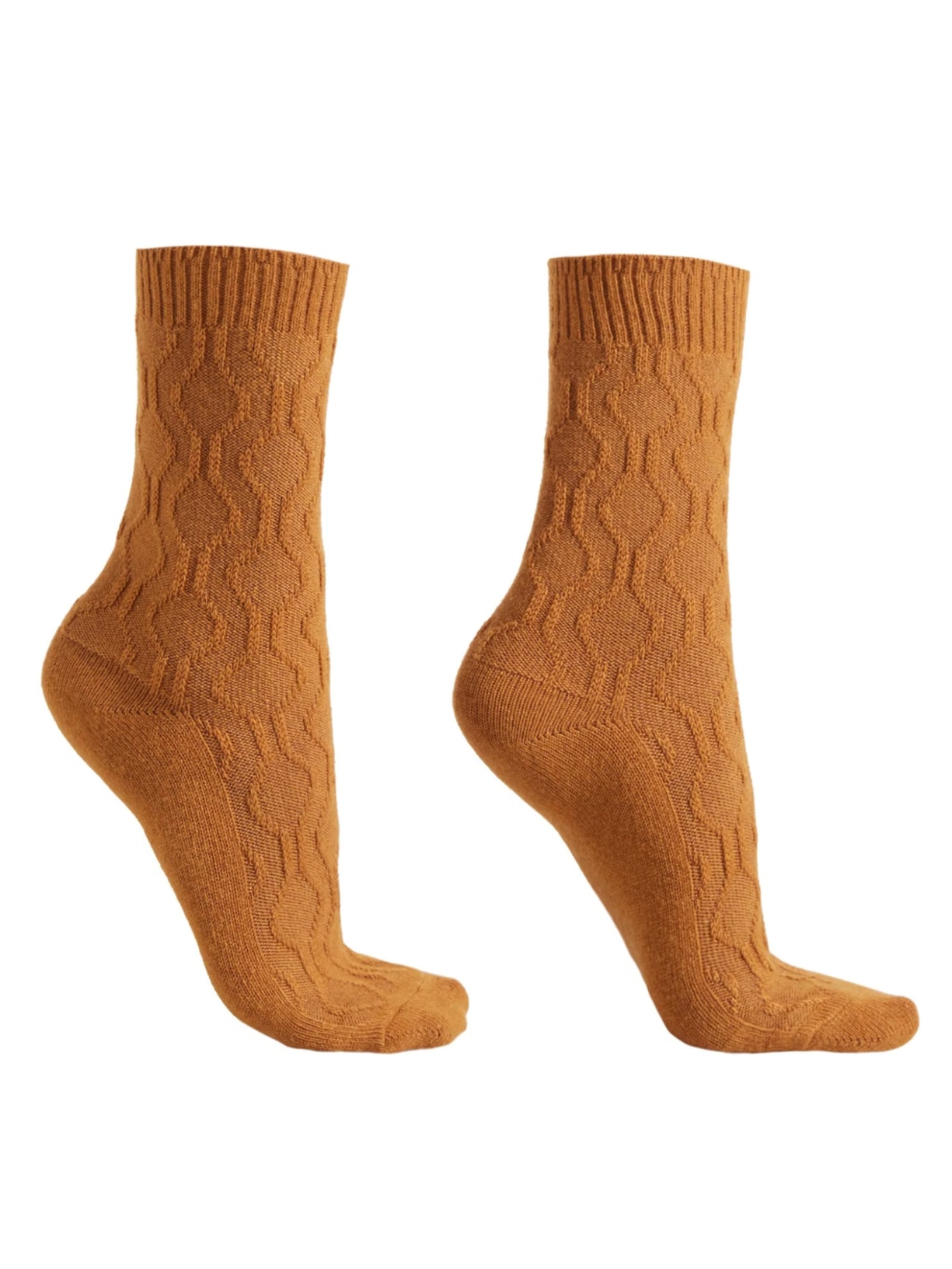 Meia Curta Com Cashmere Trabalhada Laranja Calzedonia