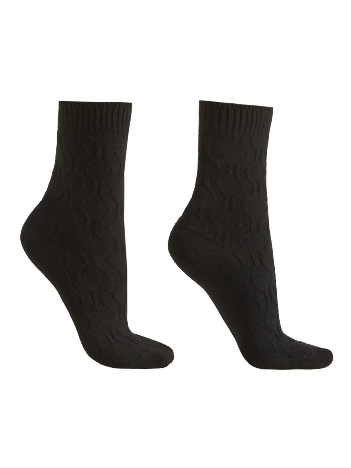 Meia Curta Com Cashmere Trabalhada - Preto