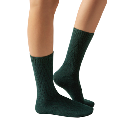 Meia Curta Com Cashmere Trabalhada - Verde