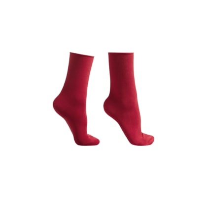Meia Curta Com Cashmere - Vermelho