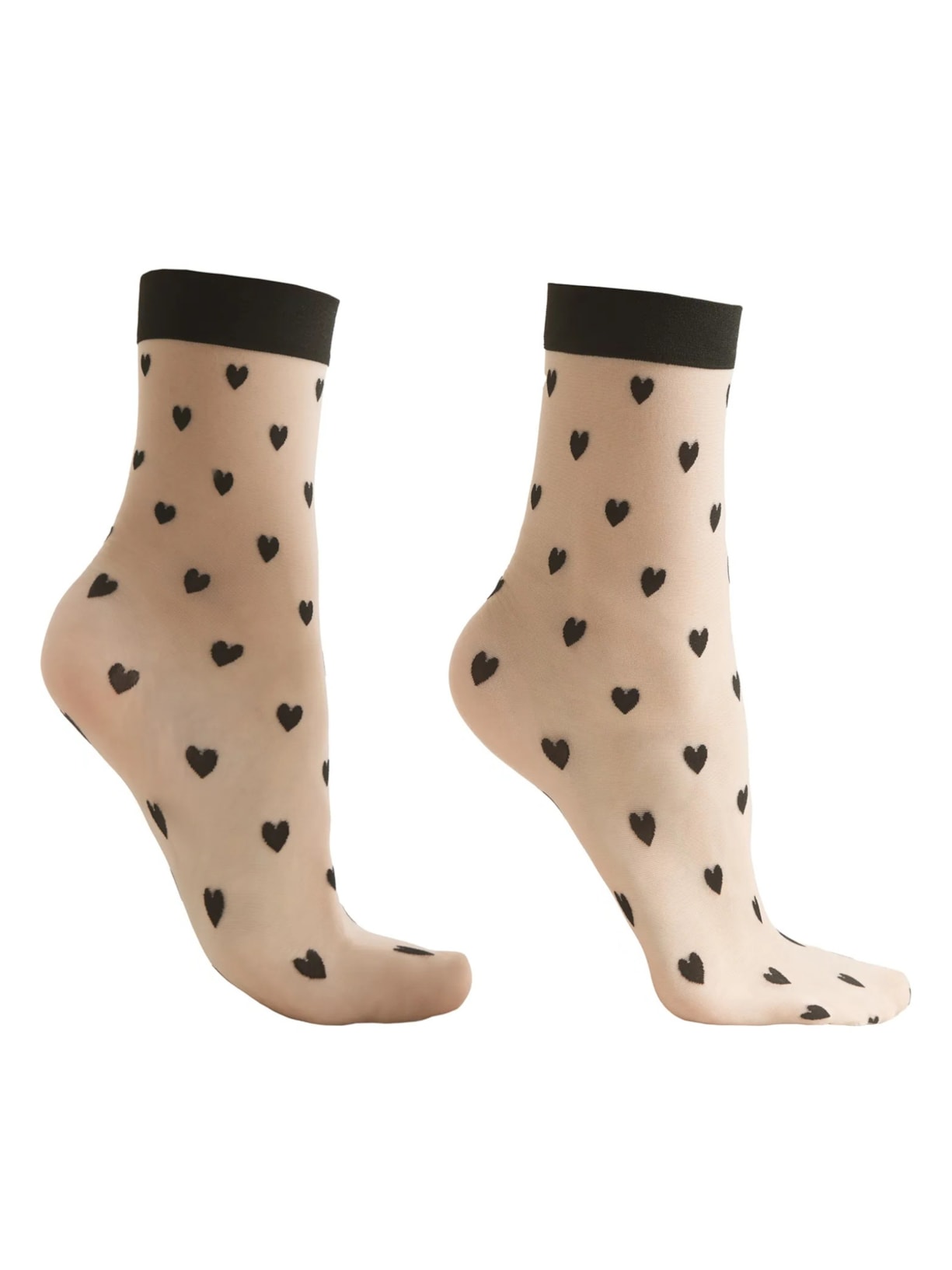 Meia Curta Com Corações All-Over - Off-White