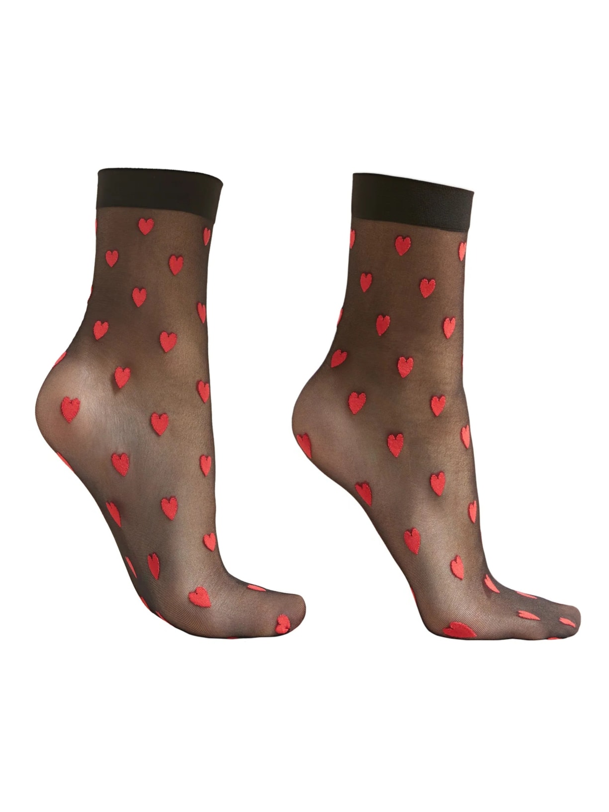 Meia Curta Com Corações All-Over - Preto