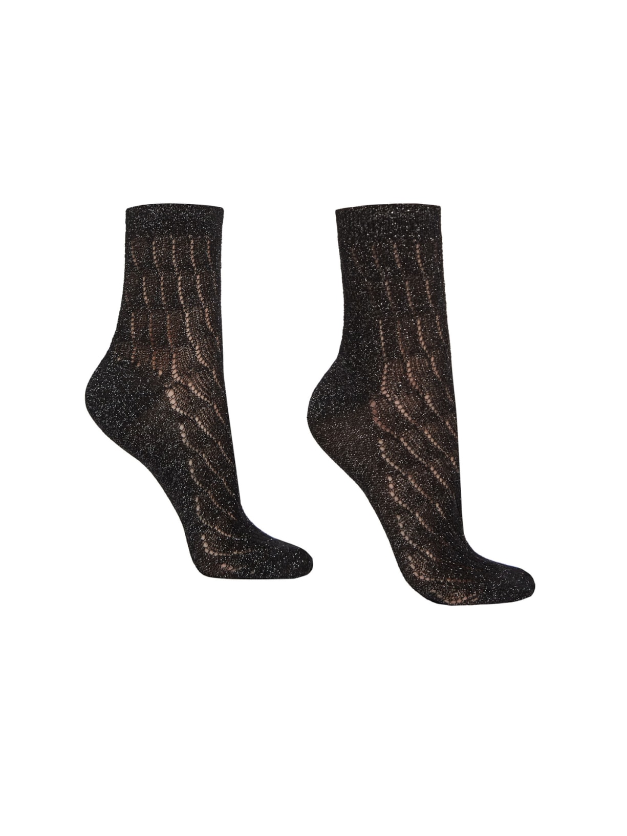 Meia Curta Com Detalhe Em Brilho - Preto