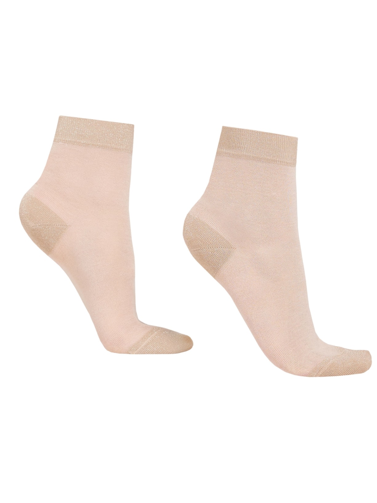 Meia Curta Com Detalhes Em Glitter - Bege