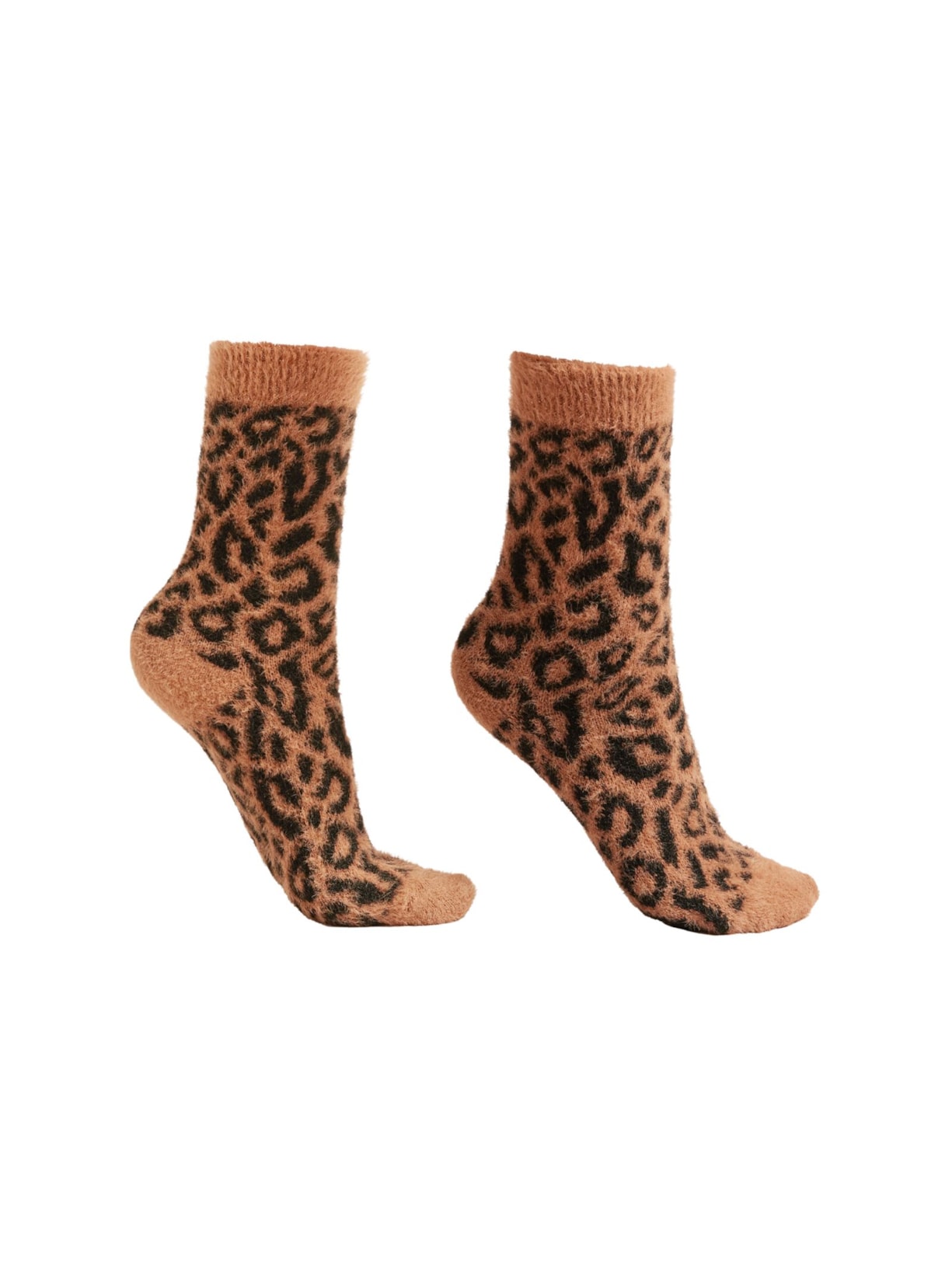Meia Curta Com Efeito Soft e Estampa Animal Print - Marrom