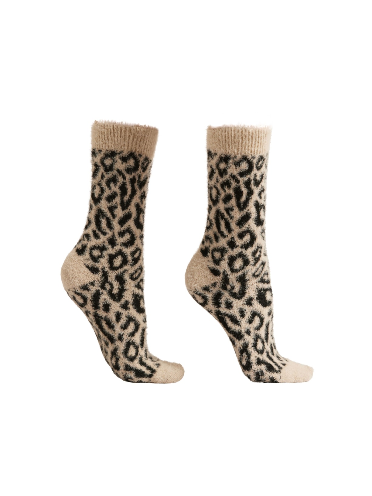 Meia Curta Com Efeito Soft e Estampa Animal Print - Off-White