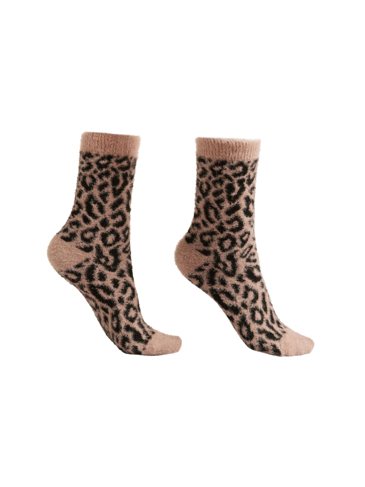 Meia Curta Com Efeito Soft e Estampa Animal Print - Rosa