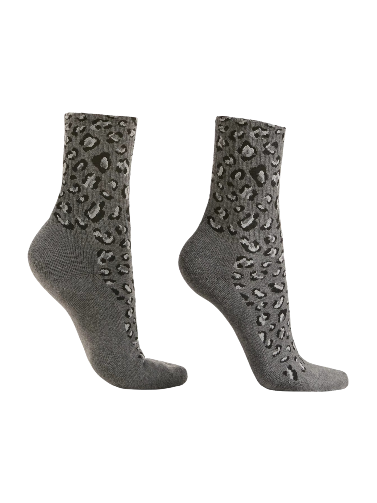 Meia Curta Com Estampa Animal Print Em Algodão Cinza Calzedonia