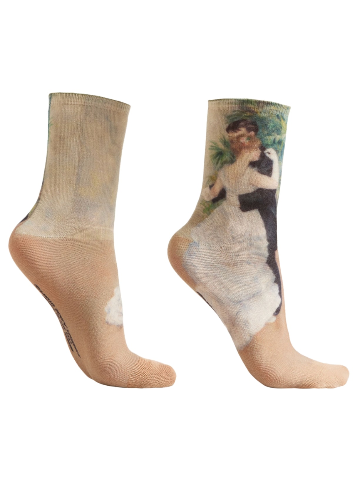 Meia Curta Com Estampa De Obras De Arte - Verde