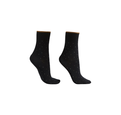 Meia Curta Com Estampa Em Algodão - Azul