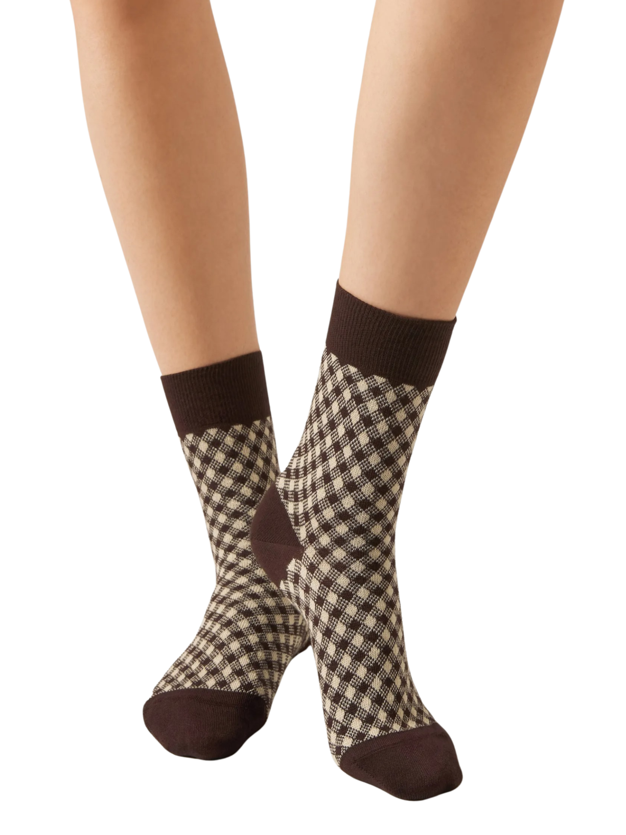 Meia Curta Com Estampa Em Algodão Marrom Calzedonia