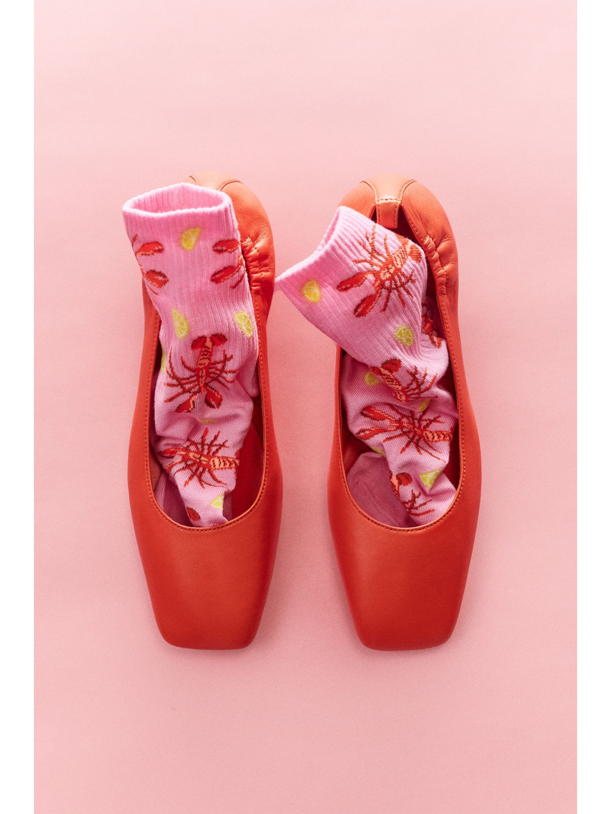 Meia Curta Com Estampa Food Rosa Calzedonia