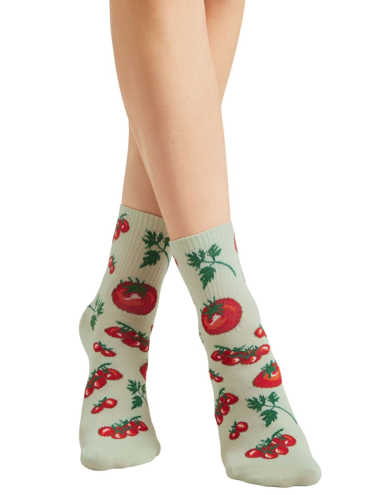 Meia Curta Com Estampa Food Verde Calzedonia