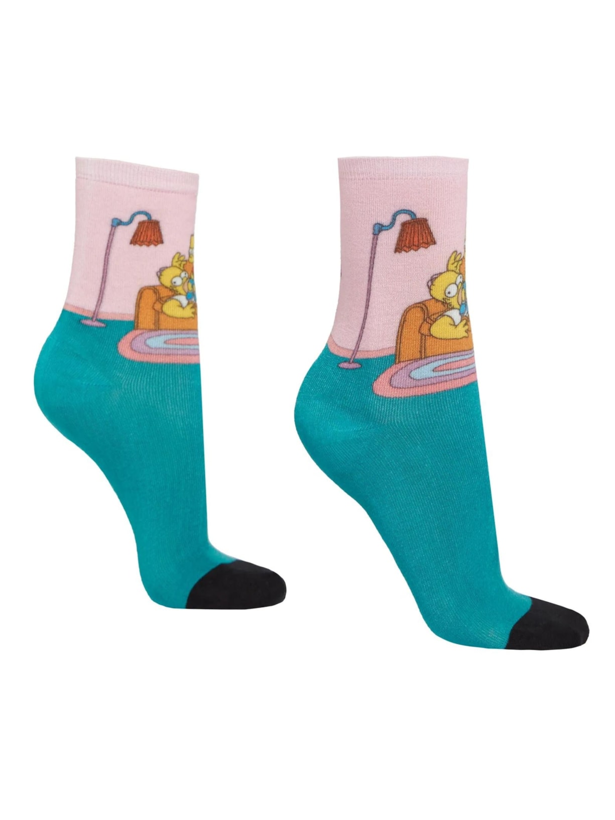 Meia Curta Com Estampa The Simpsons - Azul