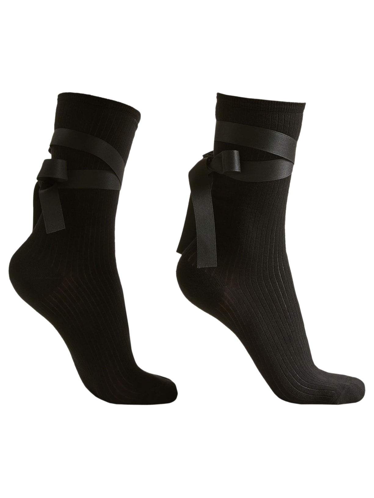 Meia Curta Com Fita Mood Laço - Preto