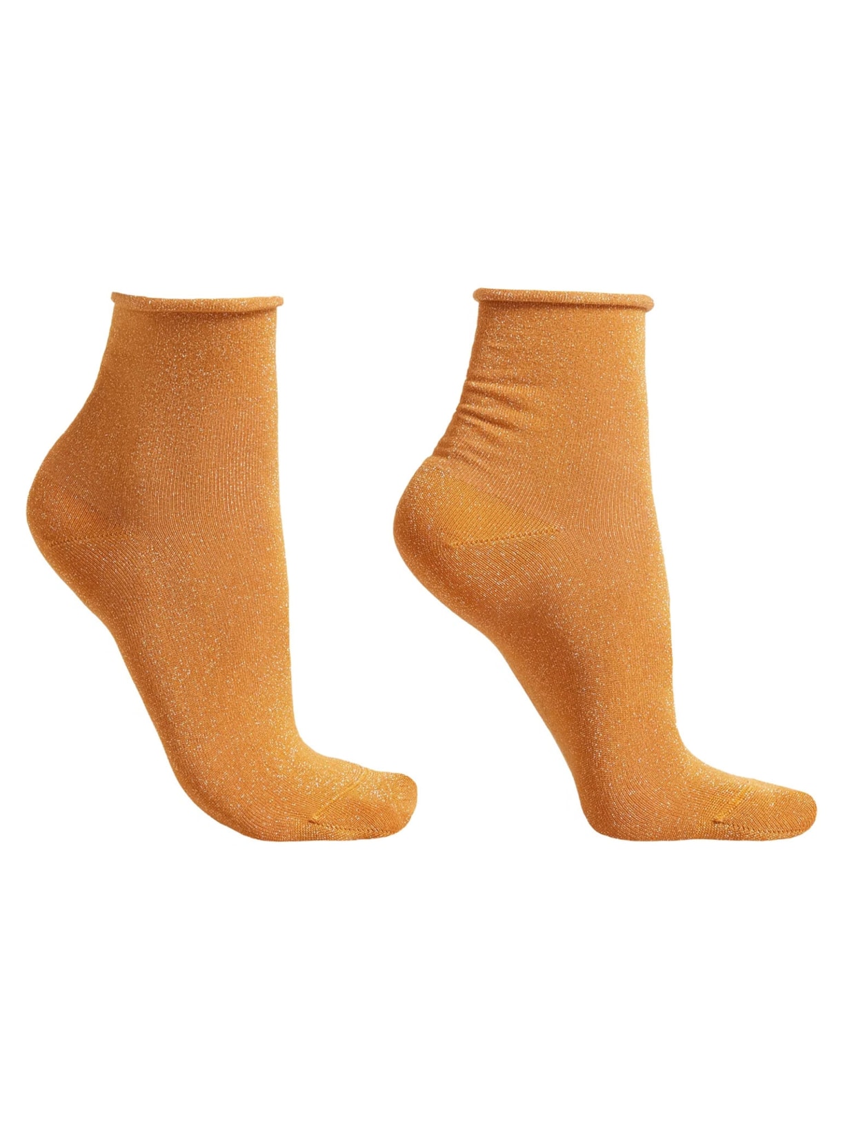 Meia Curta Com Glitter - Amarelo