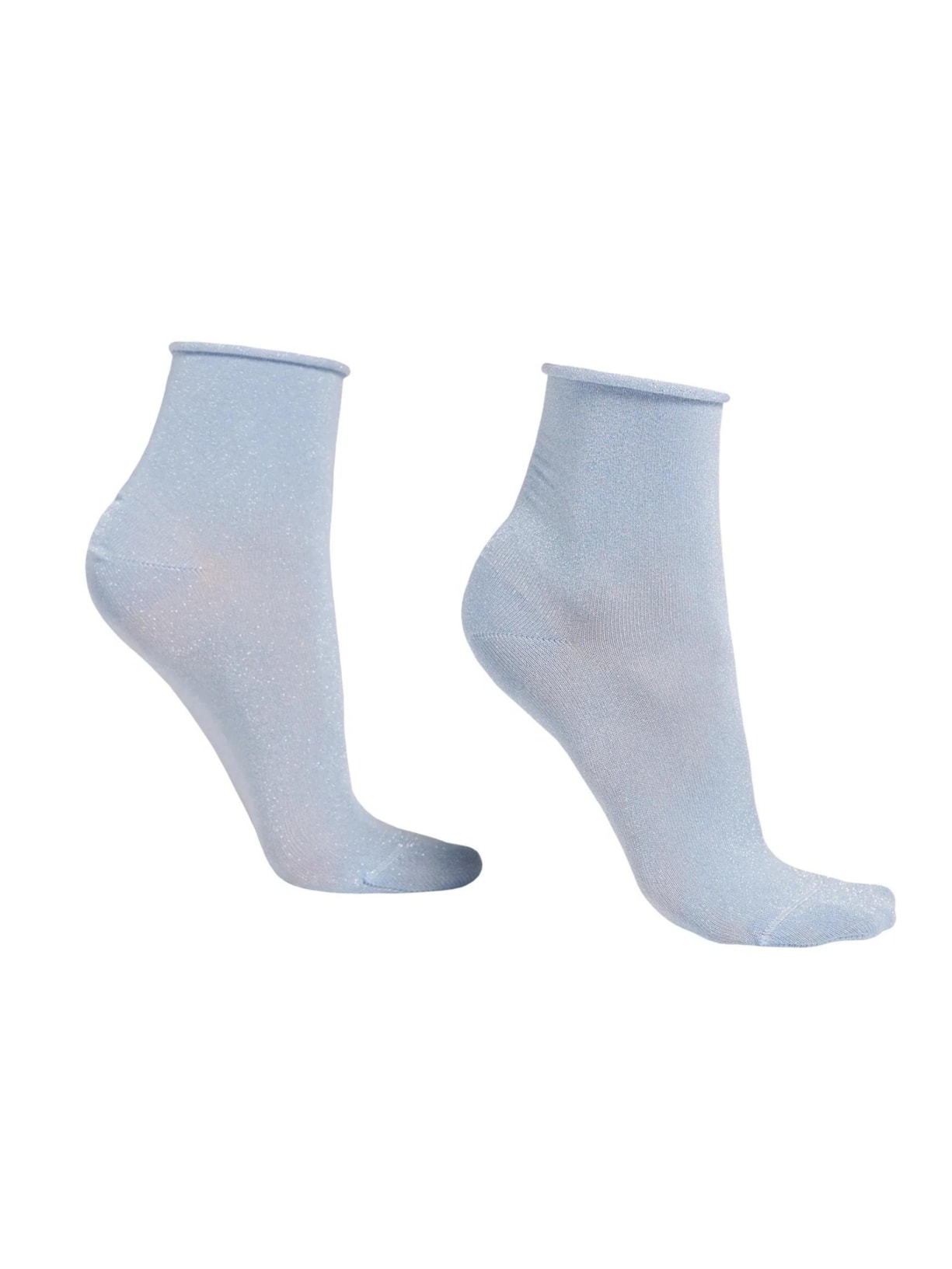 Meia Curta Com Glitter - Azul