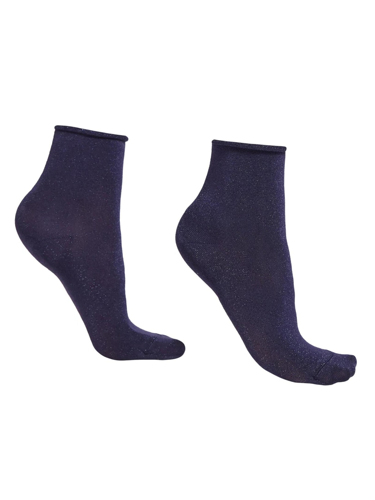 Meia Curta Com Glitter - Azul