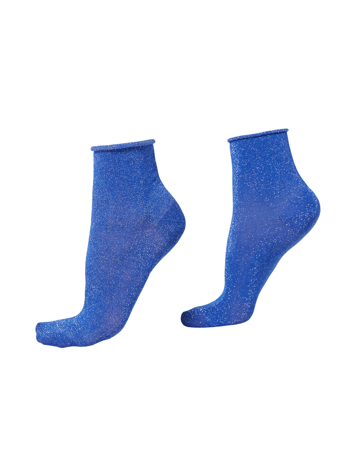 Meia Curta Com Glitter - Azul