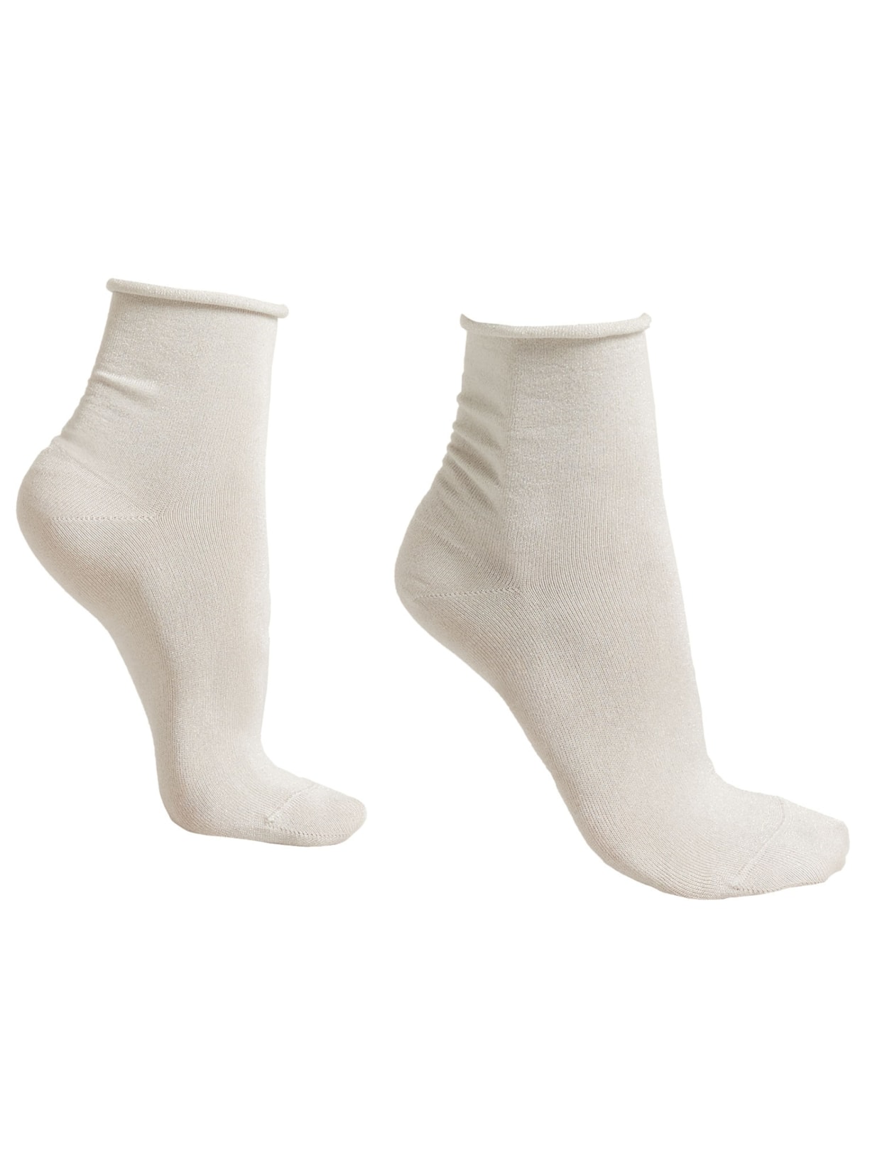 Meia Curta Com Glitter - Cinza