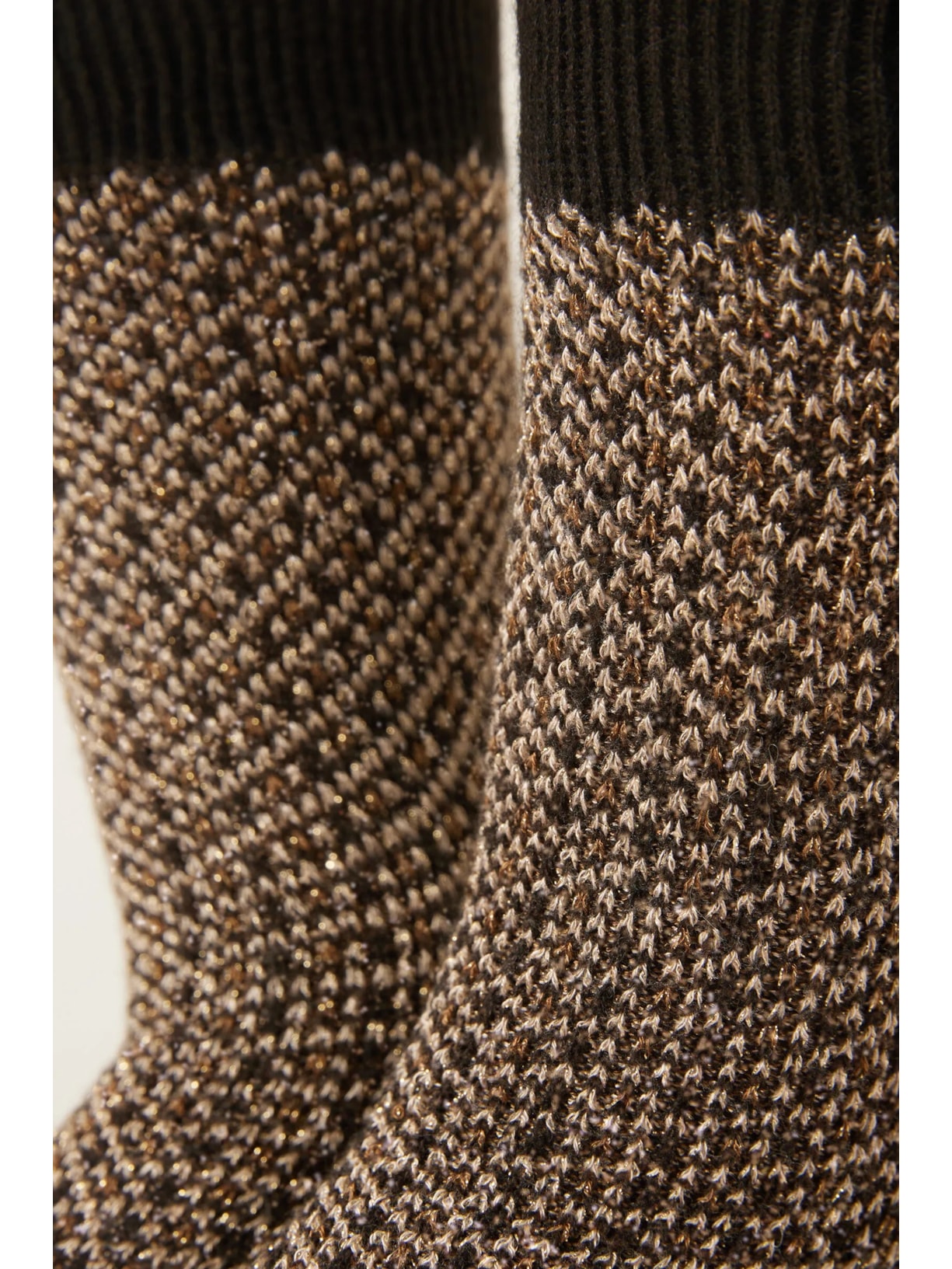 Meia Curta Com Glitter Em Lã e Cashmere Marrom Calzedonia