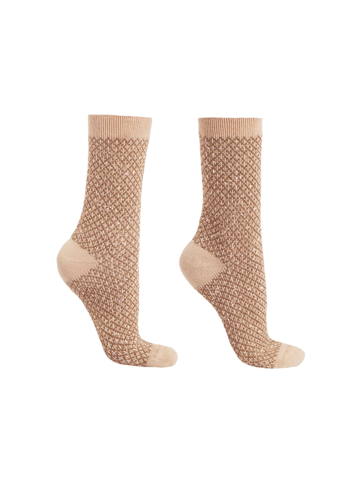 Meia Curta Com Glitter Em Lã e Cashmere - Rosa