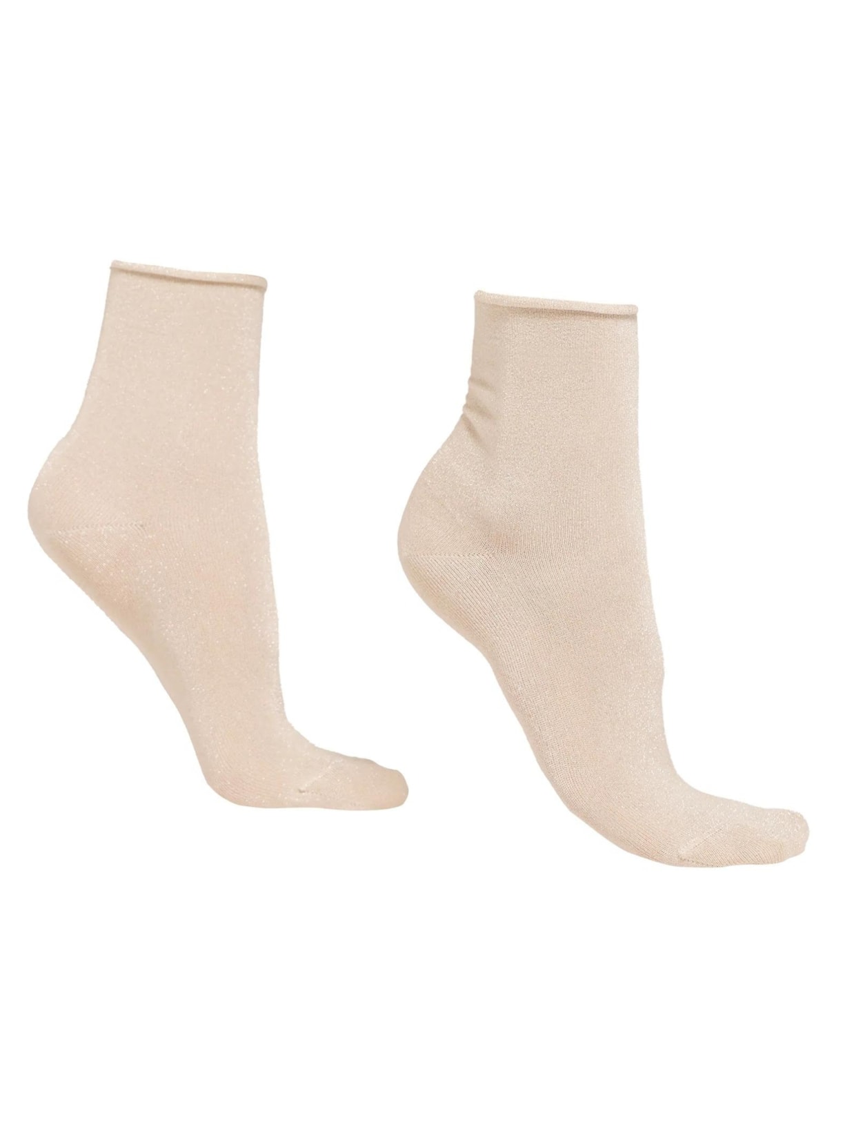 Meia Curta Com Glitter - Off-White