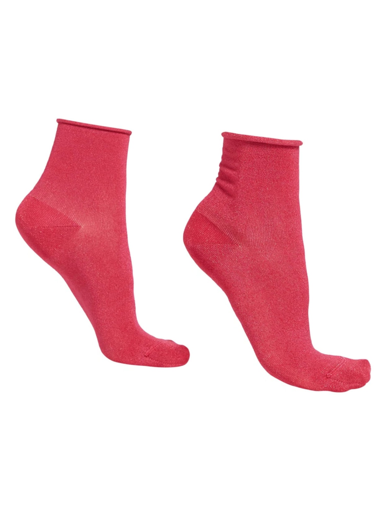 Meia Curta Com Glitter - Rosa