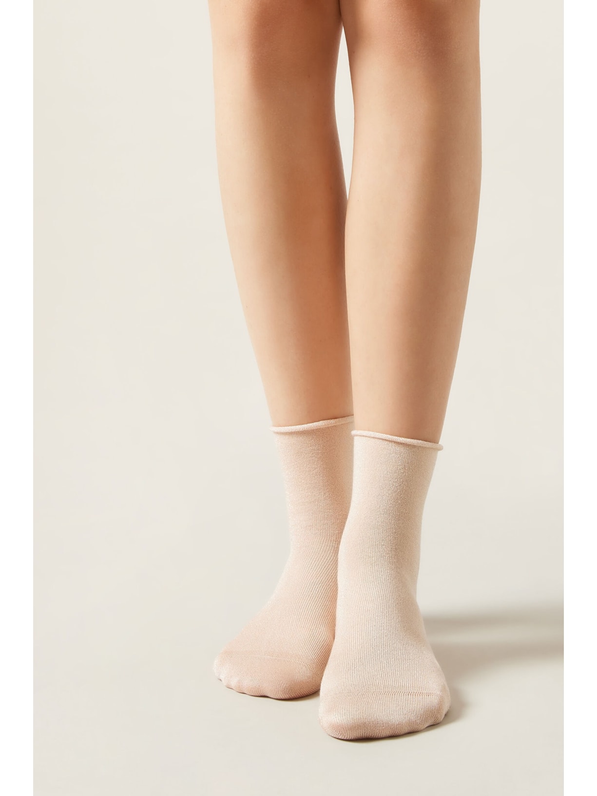 Meia Curta Com Glitter Rosa Calzedonia