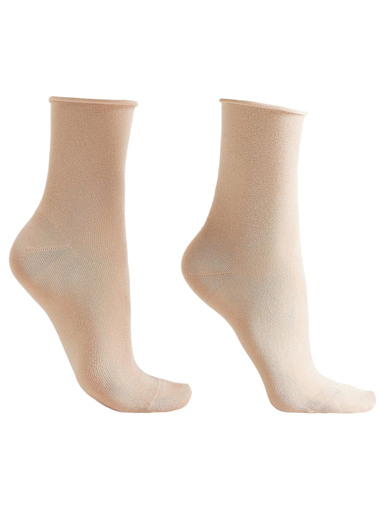 Meia Curta Com Glitter - Rosa