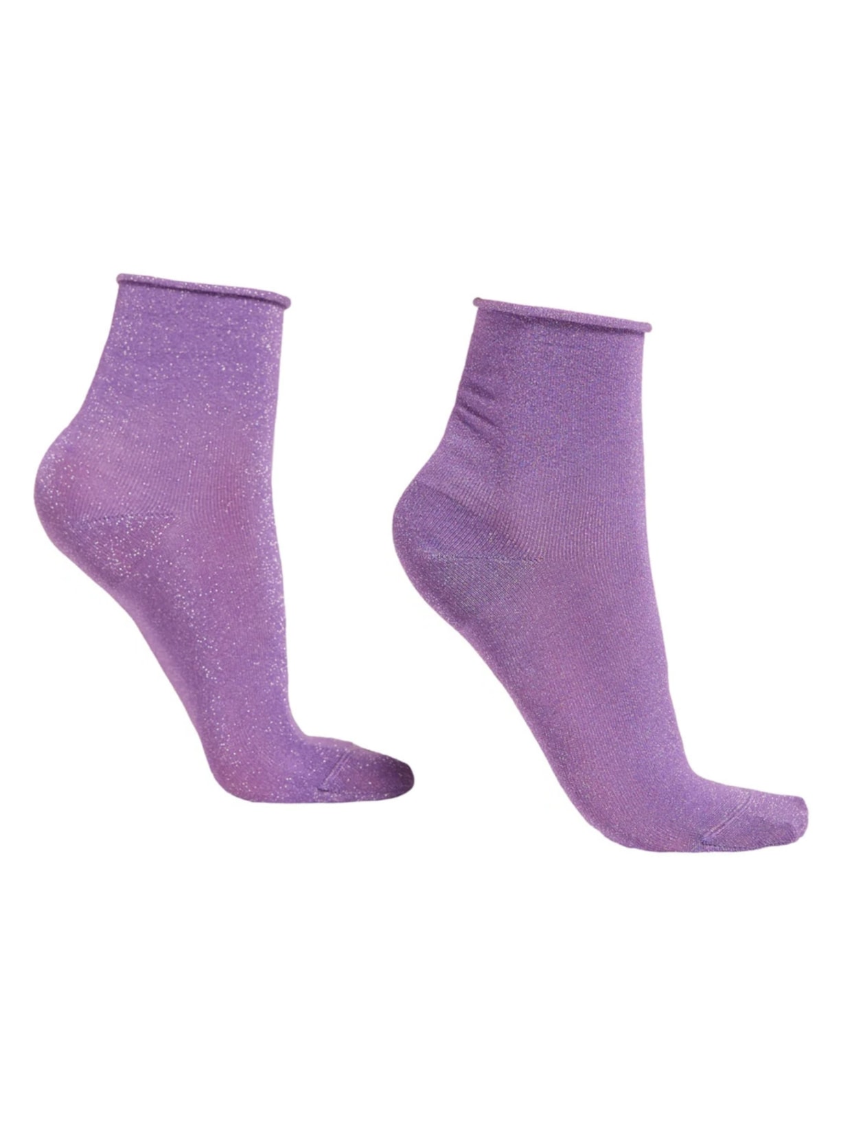 Meia Curta Com Glitter - Roxo